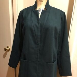 Halston Dark Green Boyfriend Coat